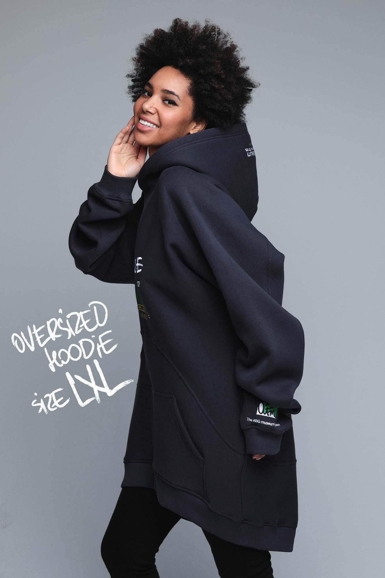 Oversize унисекс графитовое худи с вышивкой OUT FO FAME