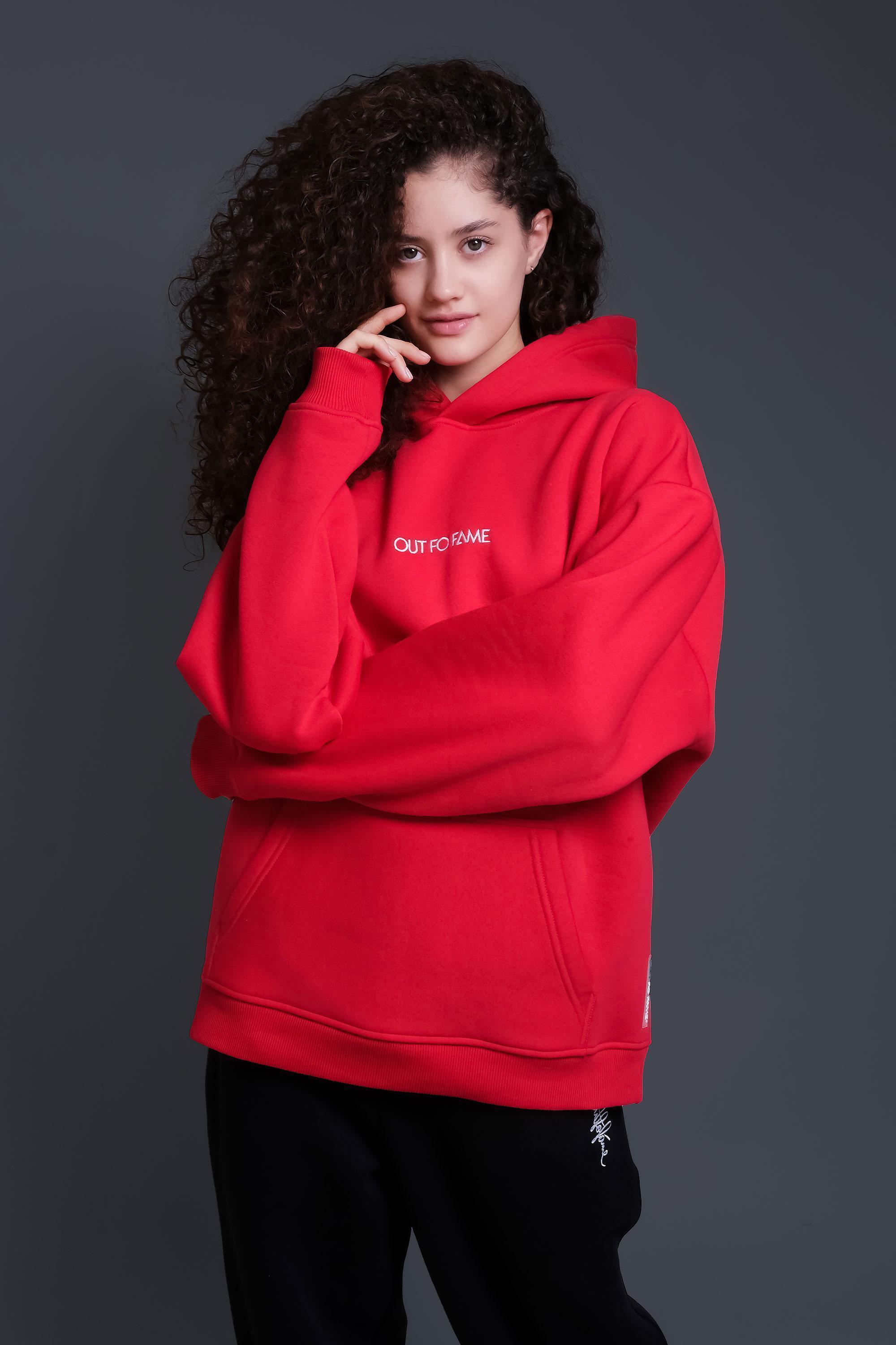 Красная оверсайз худи OUT FO FAME ORIGINAL