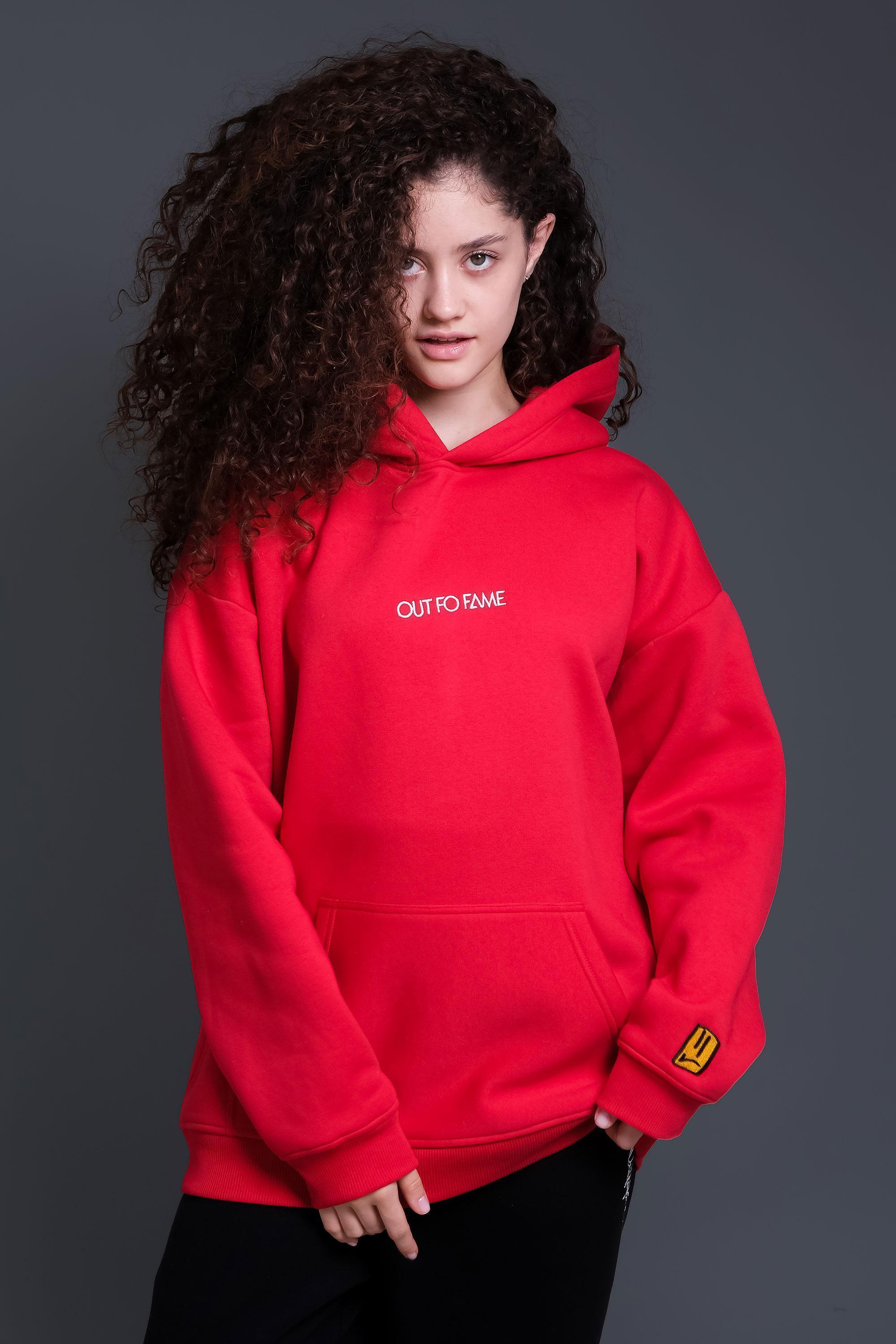 Красная классическая оверсайз худи OUT FO FAME ORIGINAL