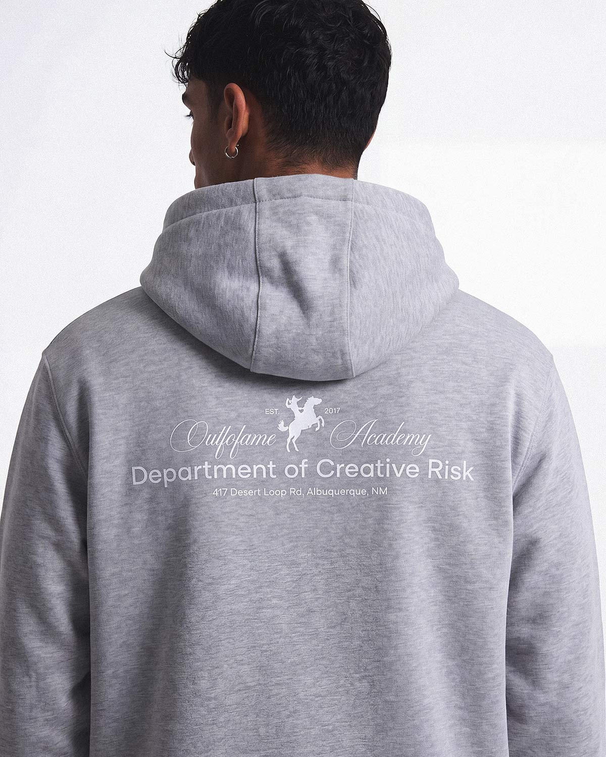 Серое худи на молнии ZIP HOODIE CREATIVE GREY вид спереди