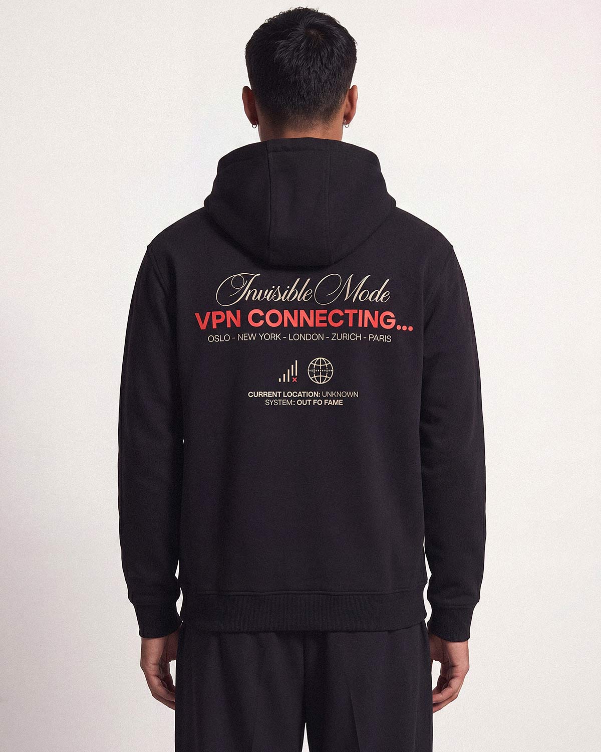 Черное худи с молнией и капюшоном VPN Black