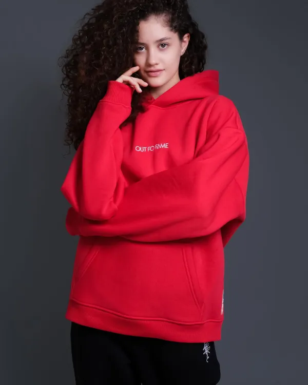 Красная оверсайз худи OUT FO FAME ORIGINAL