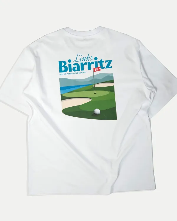 Детальный вид принта на футболке Links Biarritz OUT FO FAME