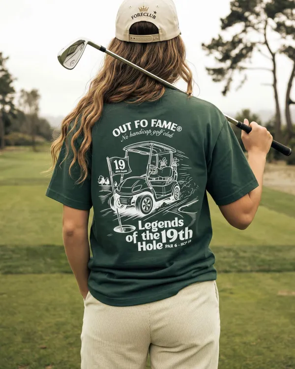 Зелёная oversized футболка Out Fo Fame Legends 19 Hole Green на модели